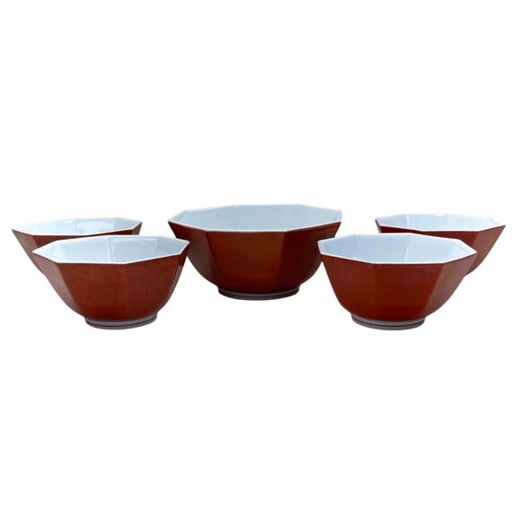 5 Fitz & Floyd Rondelet Terra Cotta Octagonal Vegetable Fruit Bowls - Picture 1 of 9